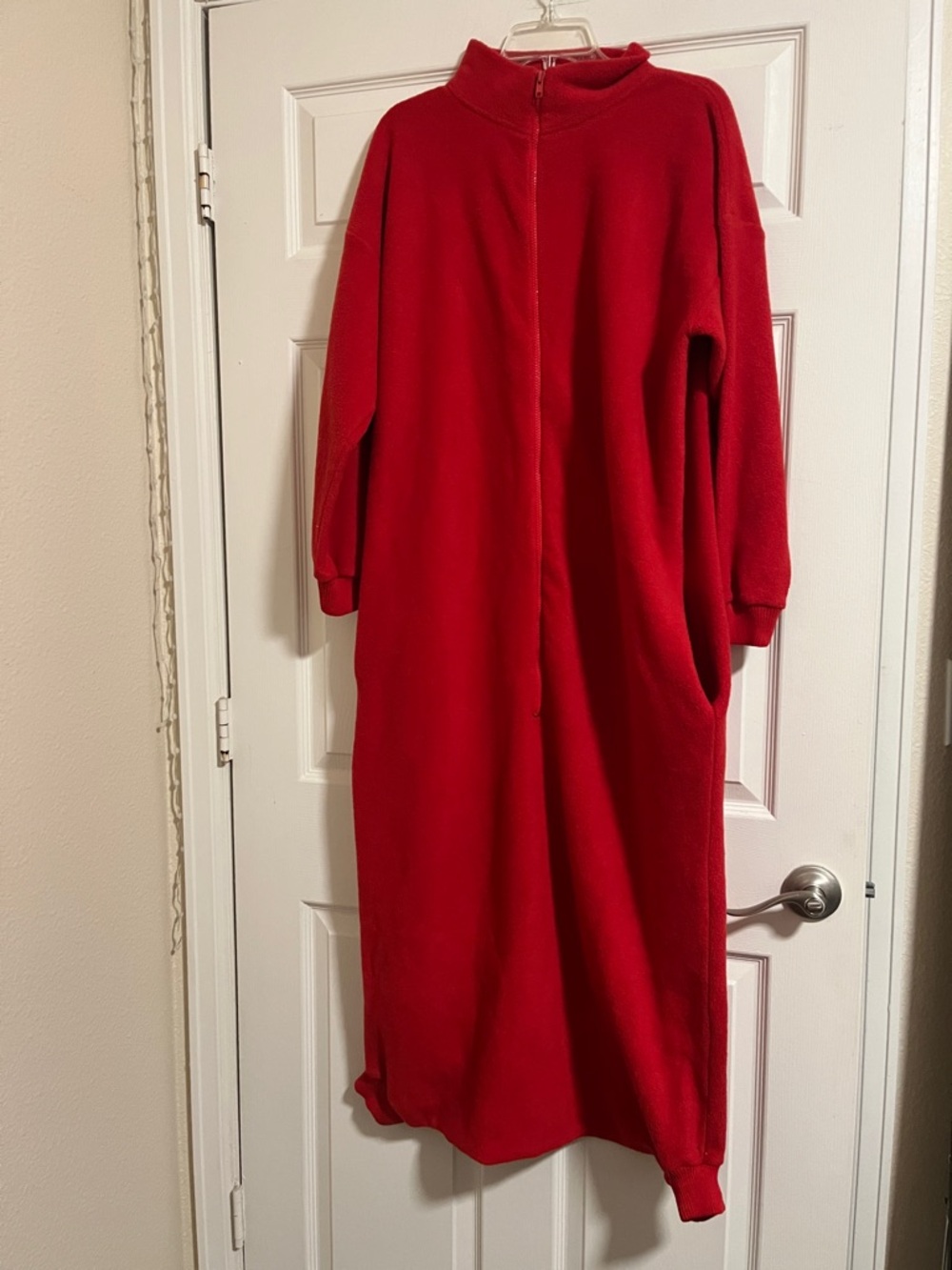 Cozy Red Full-Length Fleece Zip Robe